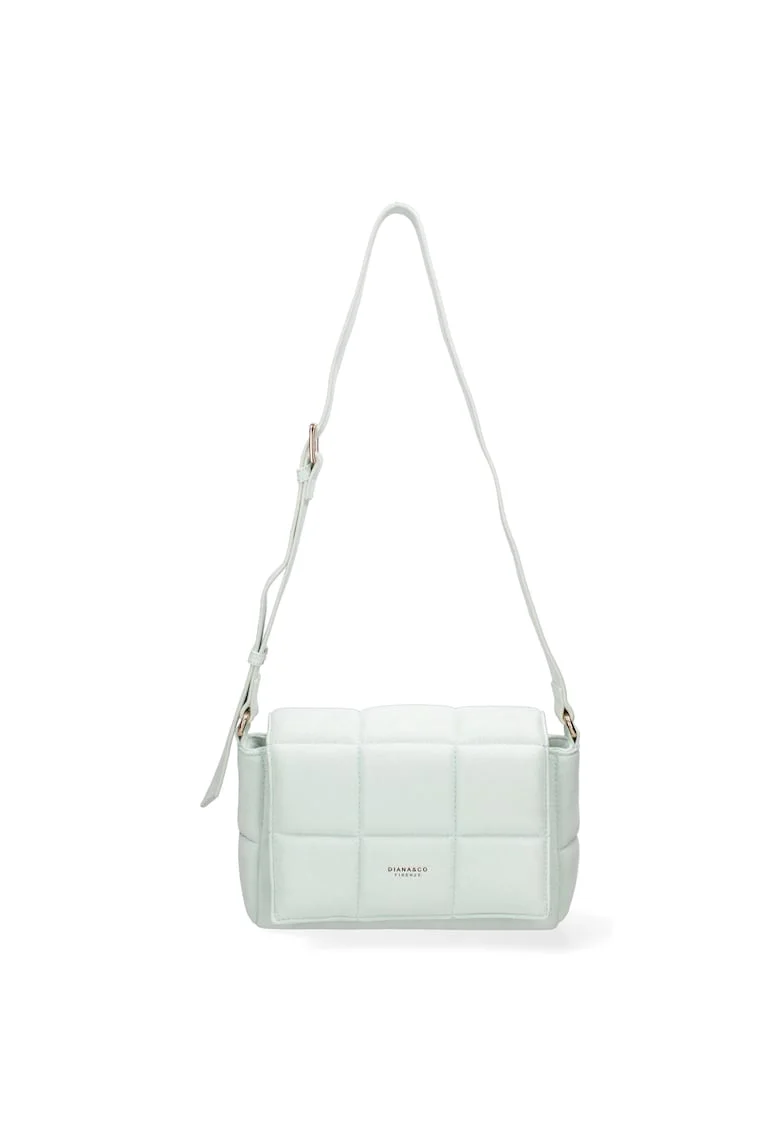 Geanta crossbody cu clapa si aspect matlasat, Verde menta