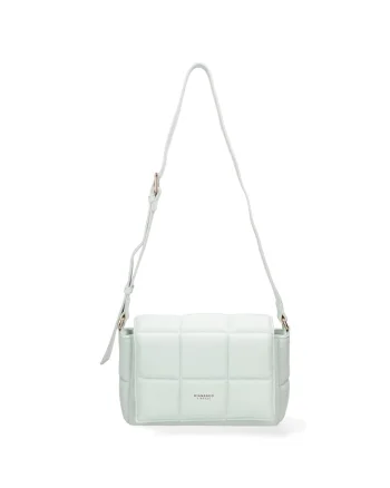 Geanta crossbody cu clapa si aspect matlasat, Verde menta
