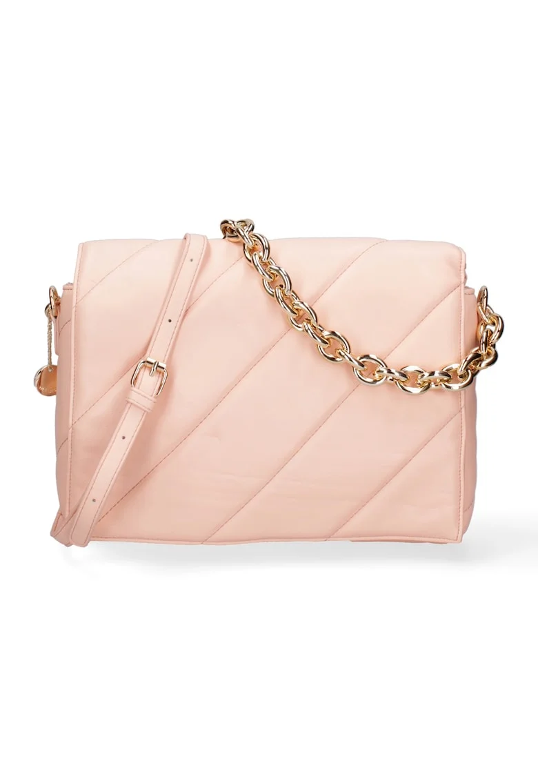 Geanta crossbody de piele ecologica cu bareta lant, Piersica