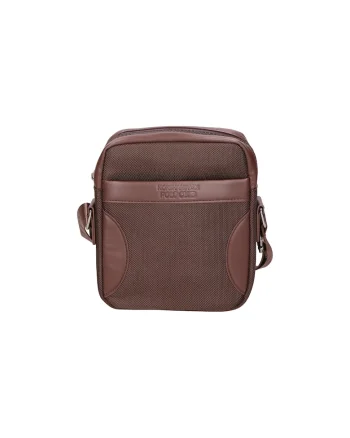 Geanta crossbody cu detalii de piele ecologica 24513, Maro inchis