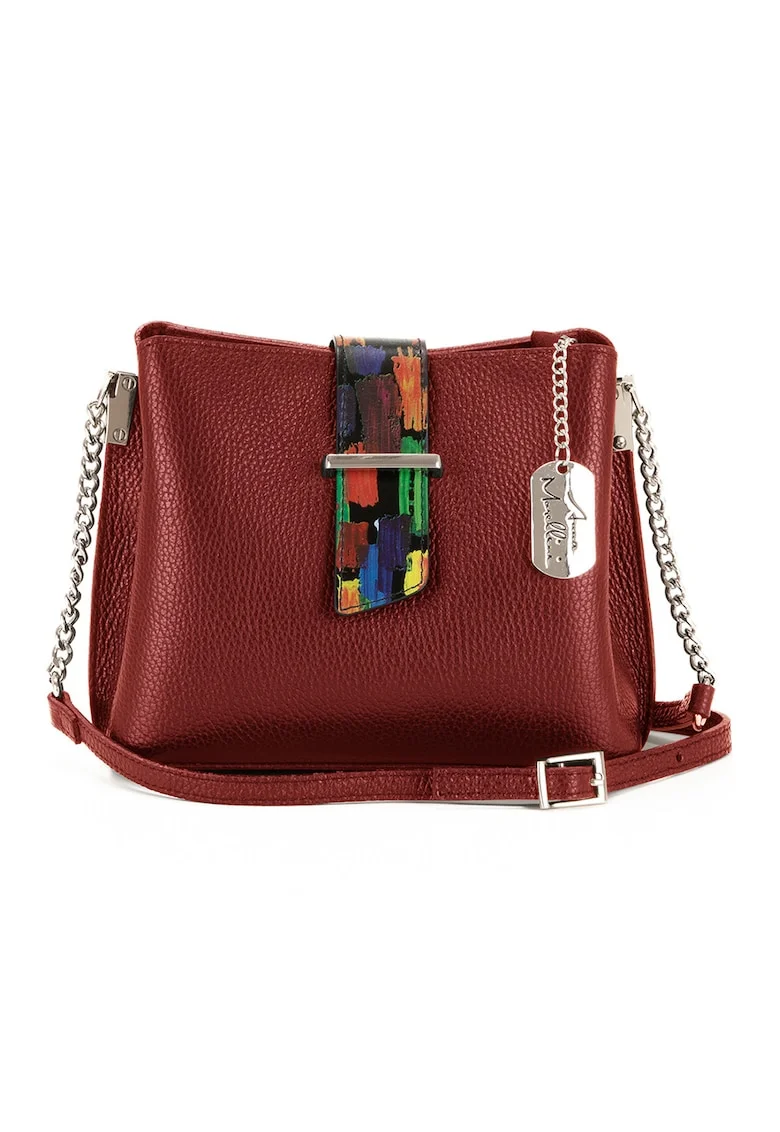 Geanta crossbody de piele cu aspect texturat Vida, Maro cognac