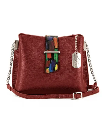 Geanta crossbody de piele cu aspect texturat Vida, Maro cognac
