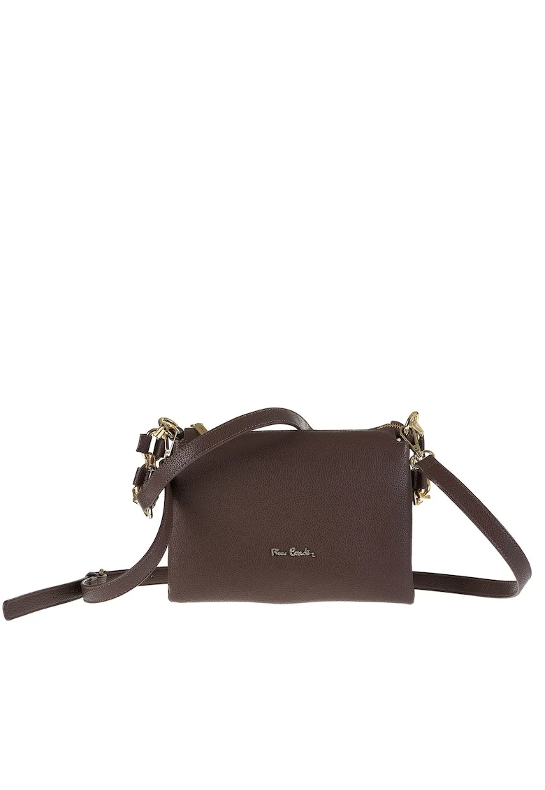 Geanta crossbody de piele cu bareta ajustabila Brunilde, Maro inchis