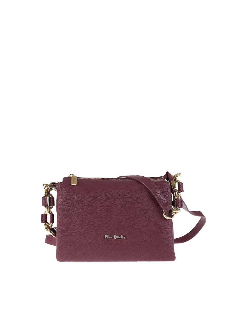 Geanta crossbody de piele cu bareta ajustabila Brunilde, Visiniu