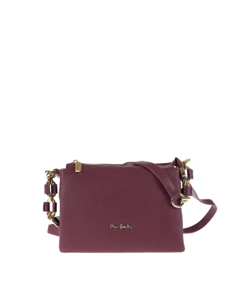 Geanta crossbody de piele cu bareta ajustabila Brunilde, Visiniu