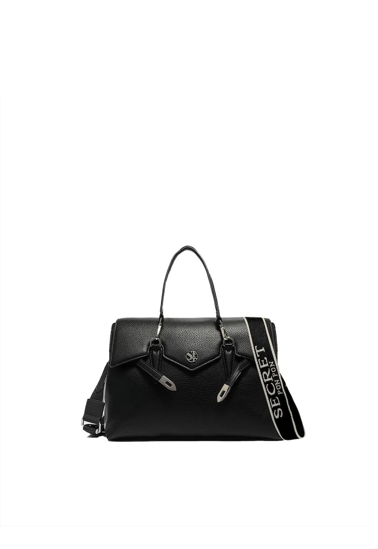 SECRET PON PON., Geanta crossbody cu manere detasabile Elora Prime, Negru