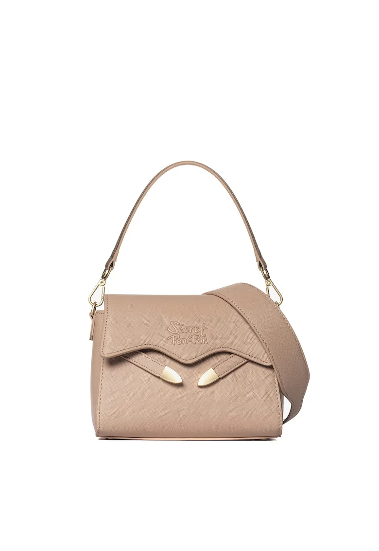SECRET PON PON., Geanta crossbody din piele ecologica cu clapa Iduna Lux, Roz prafuit
