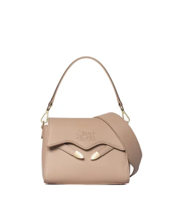 SECRET PON PON., Geanta crossbody din piele ecologica cu clapa Iduna Lux, Roz prafuit