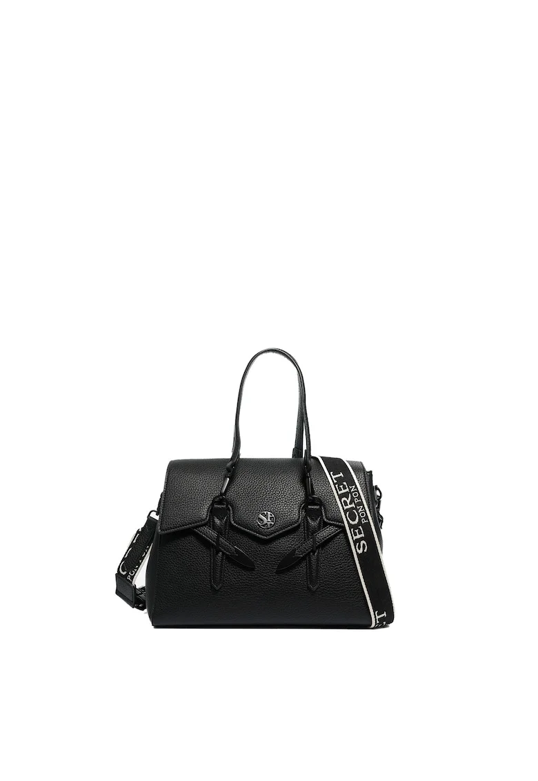 SECRET PON PON., Geanta crossbody cu bareta cu logo Elysia Pro, Negru