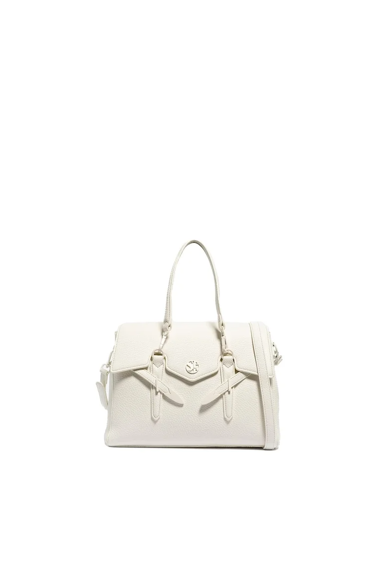 SECRET PON PON., Geanta crossbody cu bareta cu logo Elysia Pro, Alb