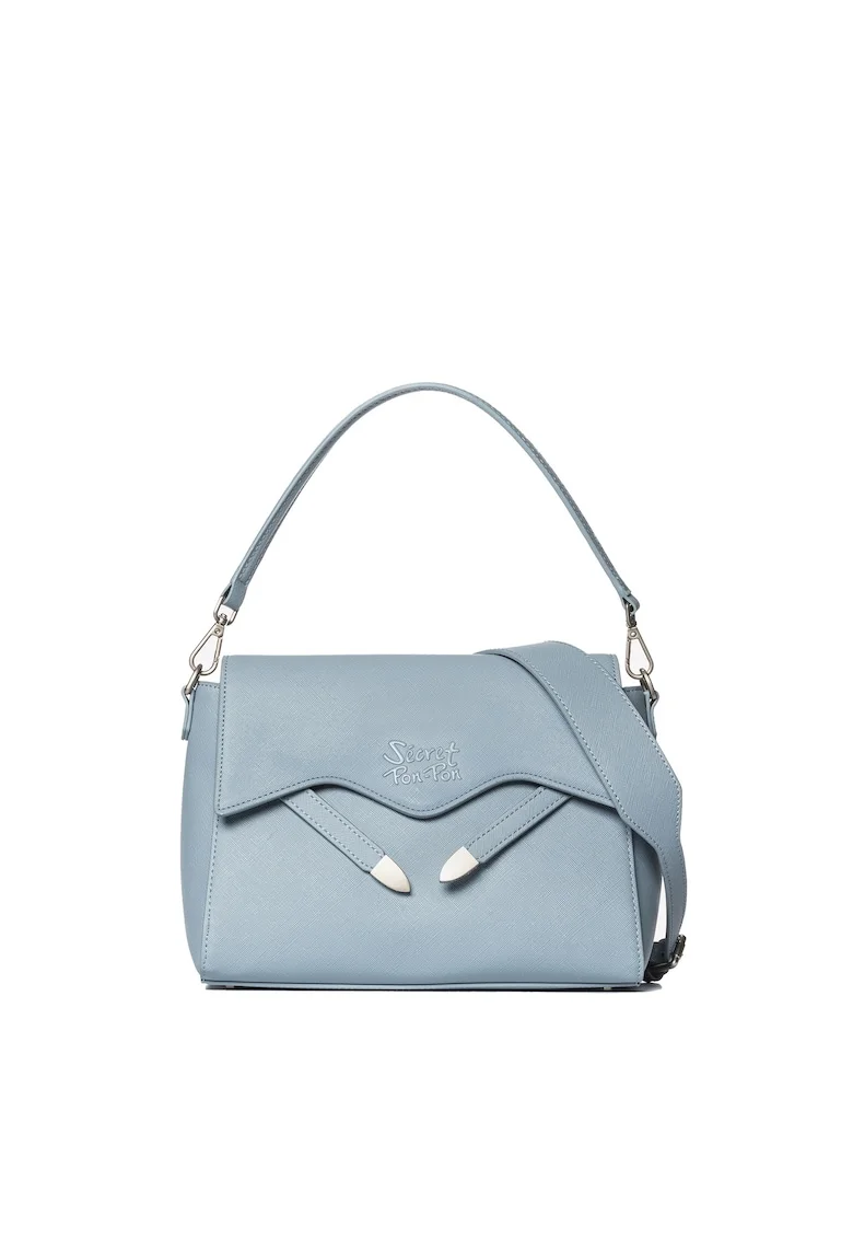 SECRET PON PON., Geanta crossbody din piele ecologica cu maner detasabil Celestia Ultra, Albastru deschis