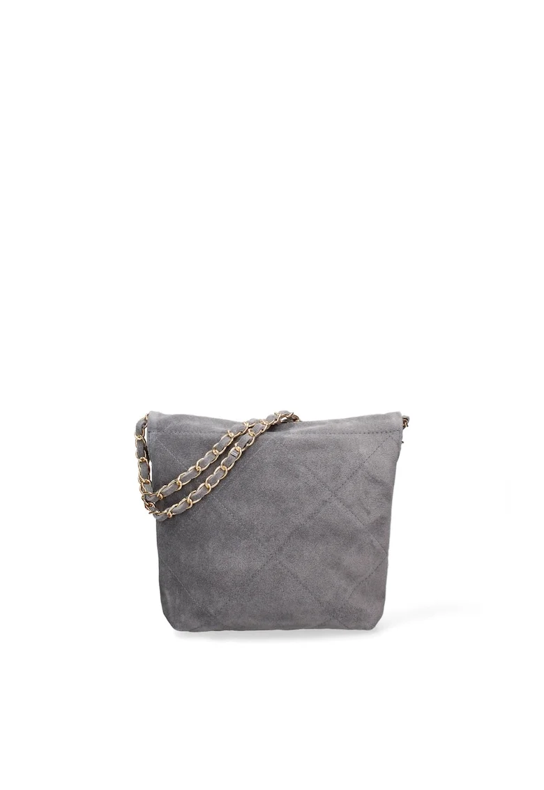 Geanta crossbody din piele intoarsa cu barete din lant Edera Plux
