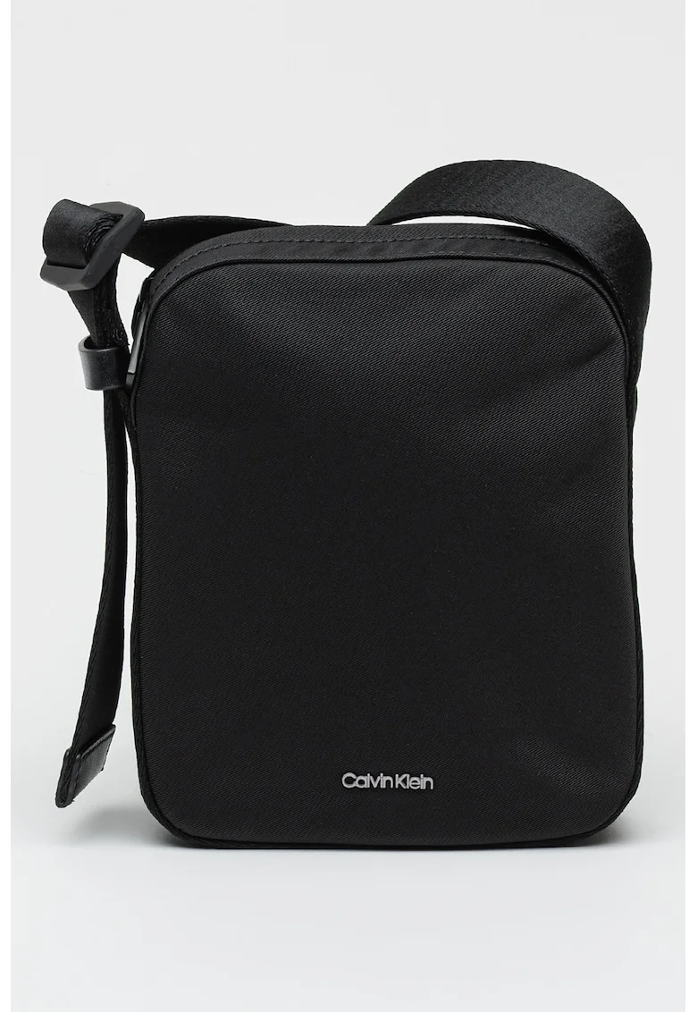 Geanta crossbody cu detaliu logo, Negru