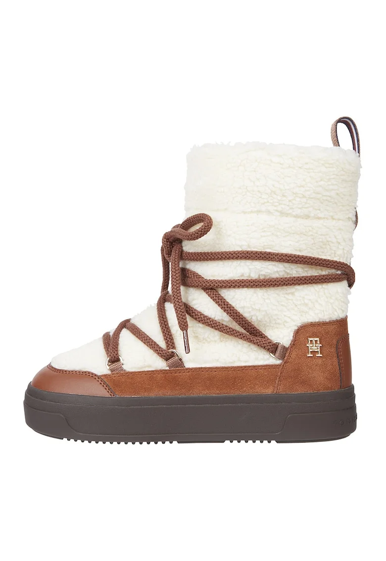 Ghete slip-on, Maro/Alb murdar