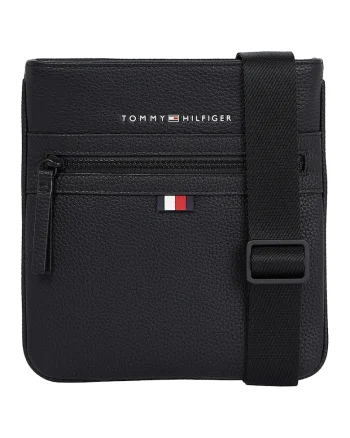 Geanta crossbody de piele ecologica cu logo Essential, Negru