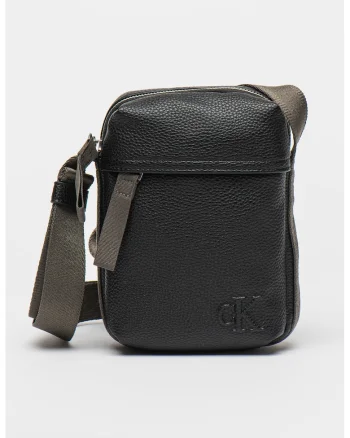 Geanta crossbody din piele ecologica cu bareta textila, Negru