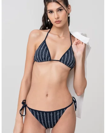 Sutien de baie cu cupe triunghiulare, Alb/Albastru ultramarin