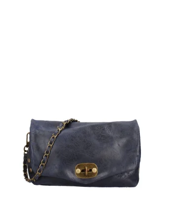 Geanta crossbody de piele cu inchidere metalica Floralla, Bleumarin