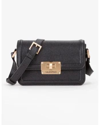 Geanta crossbody de piele ecologica cu clapa, Negru