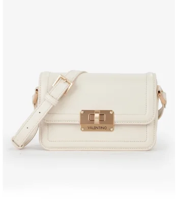 Geanta crossbody de piele ecologica cu clapa, Alb murdar