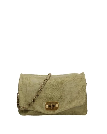 Geanta crossbody de piele cu inchidere metalica Floralla, Verde inchis