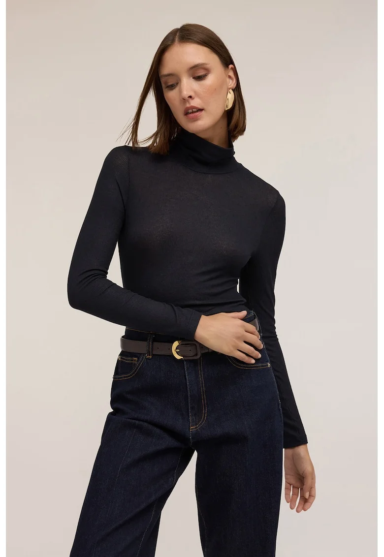 Body din amestec de modal cu guler inalt, Negru