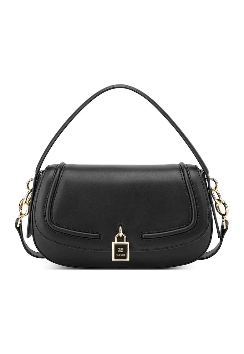 Geanta crossbody de piele ecologica cu bareta ajustabila, Negru