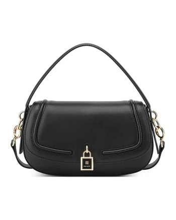 Geanta crossbody de piele ecologica cu bareta ajustabila, Negru