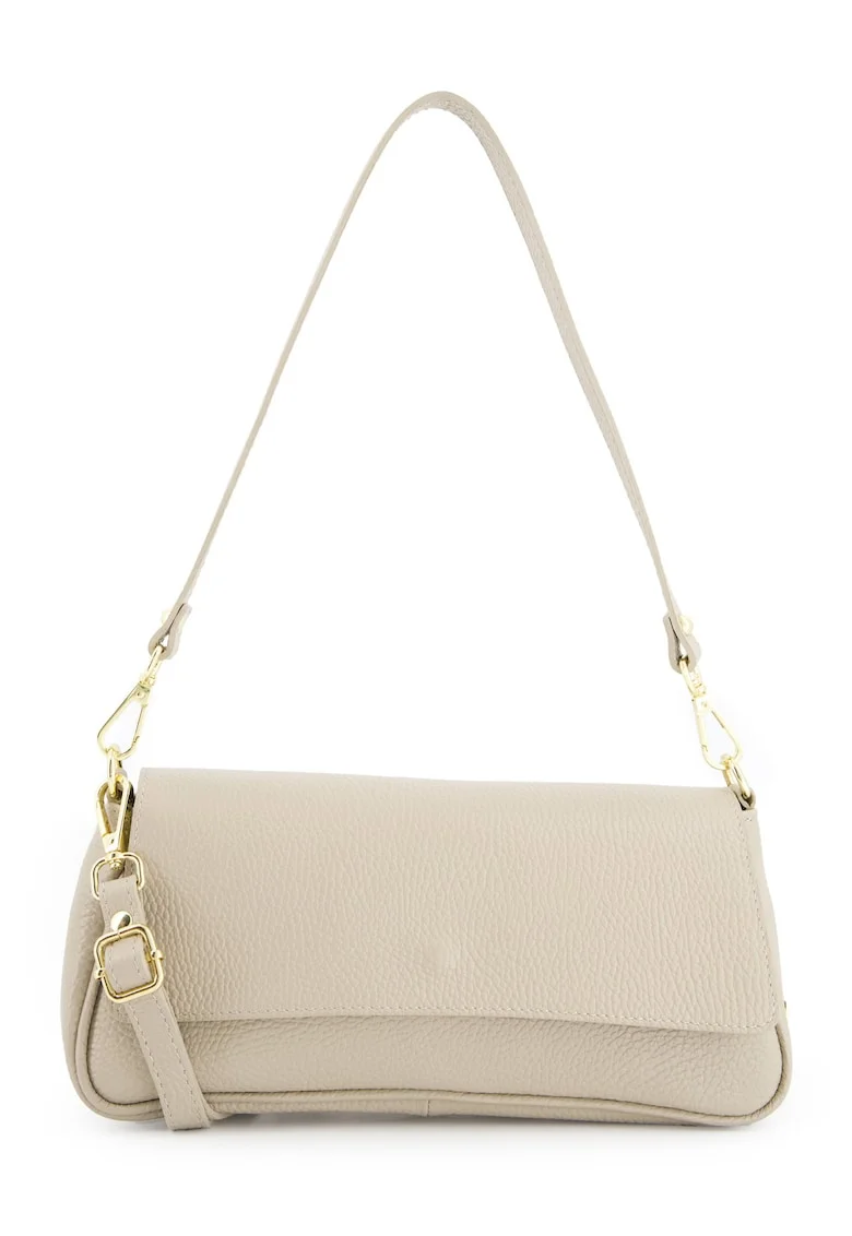 Geanta dama  model Crossbody, piele naturala, bej, 30x14x8cm, curea detasabila 61cm, curea maxima 115cm