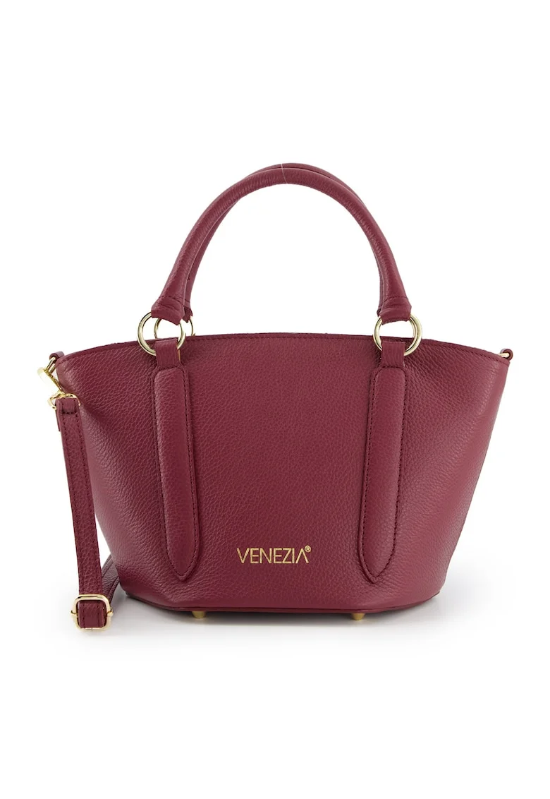 Geanta crossbody dama  piele naturala, bordou, 31x19x16cm, curea detasabila max 113cm