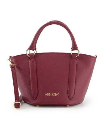 Geanta crossbody dama  piele naturala, bordou, 31x19x16cm, curea detasabila max 113cm