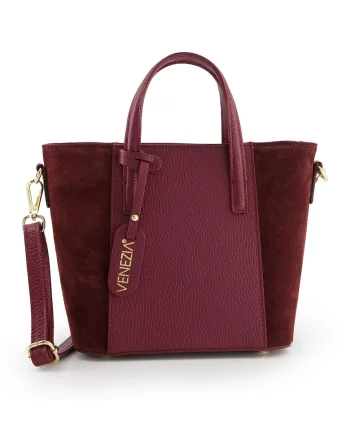 Geanta crossbody dama  piele naturala, bordeaux, 19x27x11cm, curea detasabila max 120cm