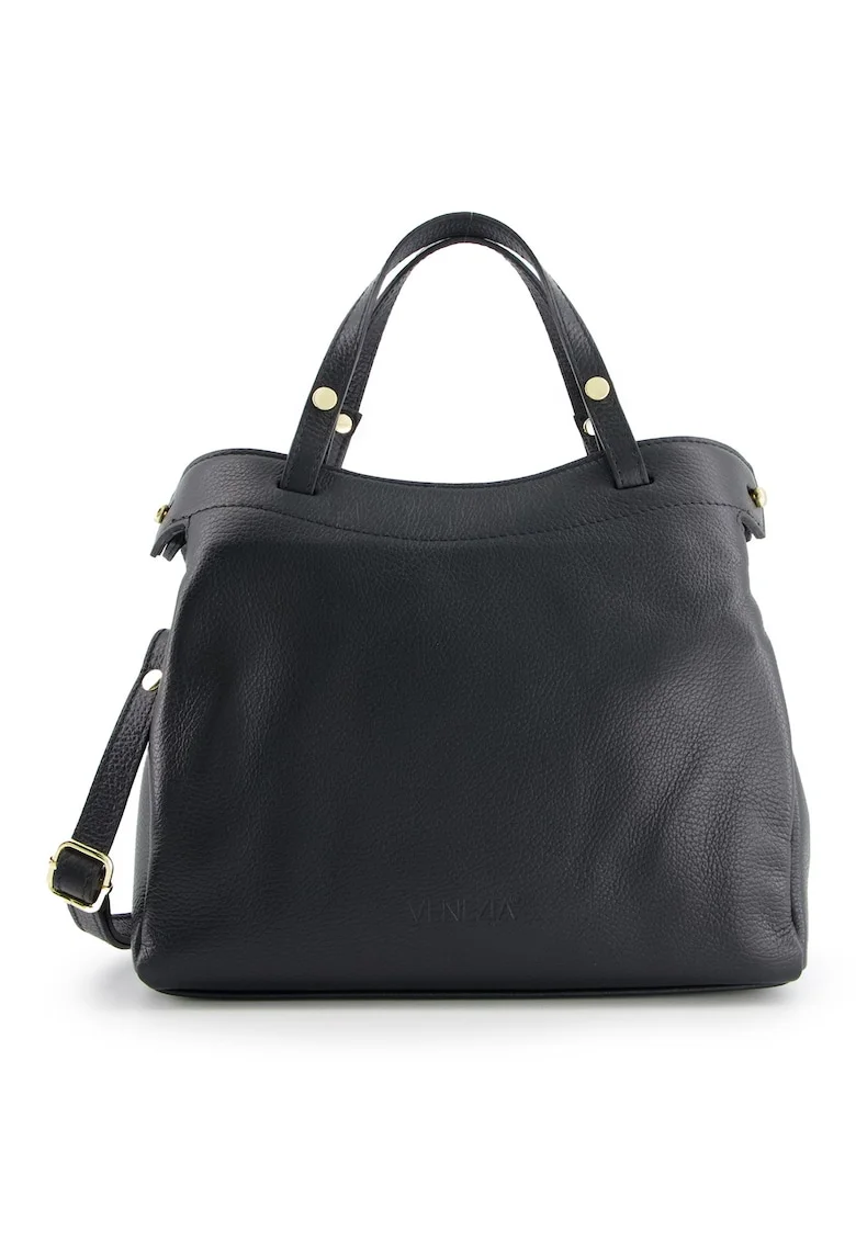 Geanta crossbody din piele naturala  neagra, 31x26x10cm, cu 3 compartimente interioare, curea detasabila max 115cm