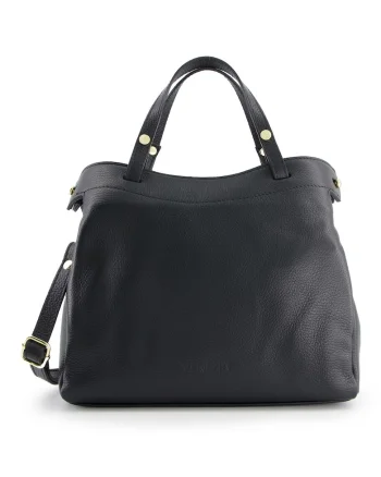 Geanta crossbody din piele naturala  neagra, 31x26x10cm, cu 3 compartimente interioare, curea detasabila max 115cm