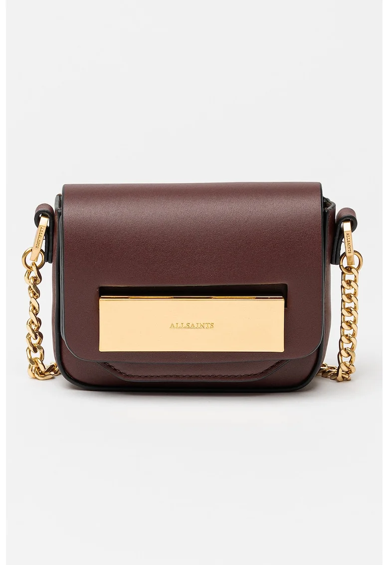 Geanta crossbody de piele cu bareta lant