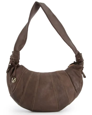 Geanta crossbody  piele naturala, 3 buzunare interioare, maro, 42x26x7cm