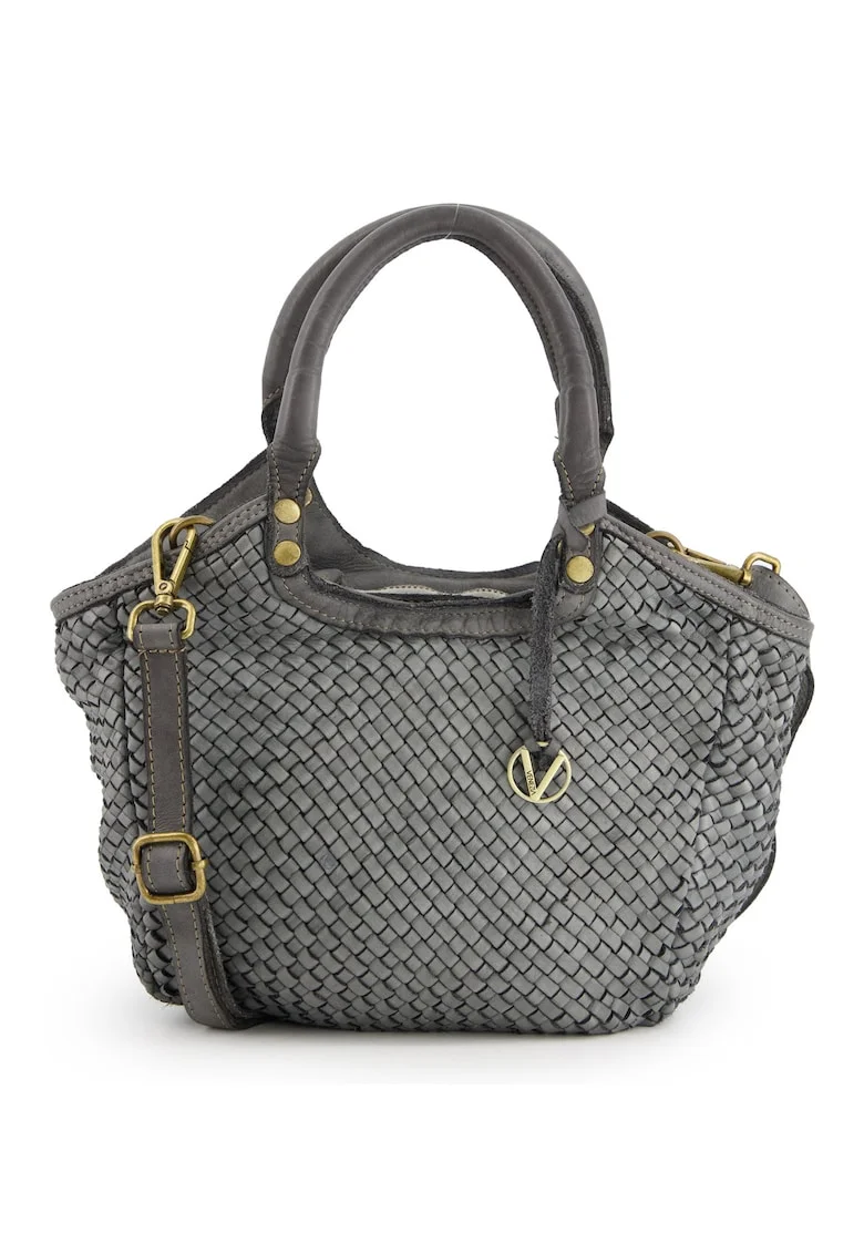 Geanta crossbody  piele naturala, gri, 36x23x11cm, curea detasabila max 61cm, 1 buzunar interior