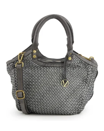 Geanta crossbody  piele naturala, gri, 36x23x11cm, curea detasabila max 61cm, 1 buzunar interior
