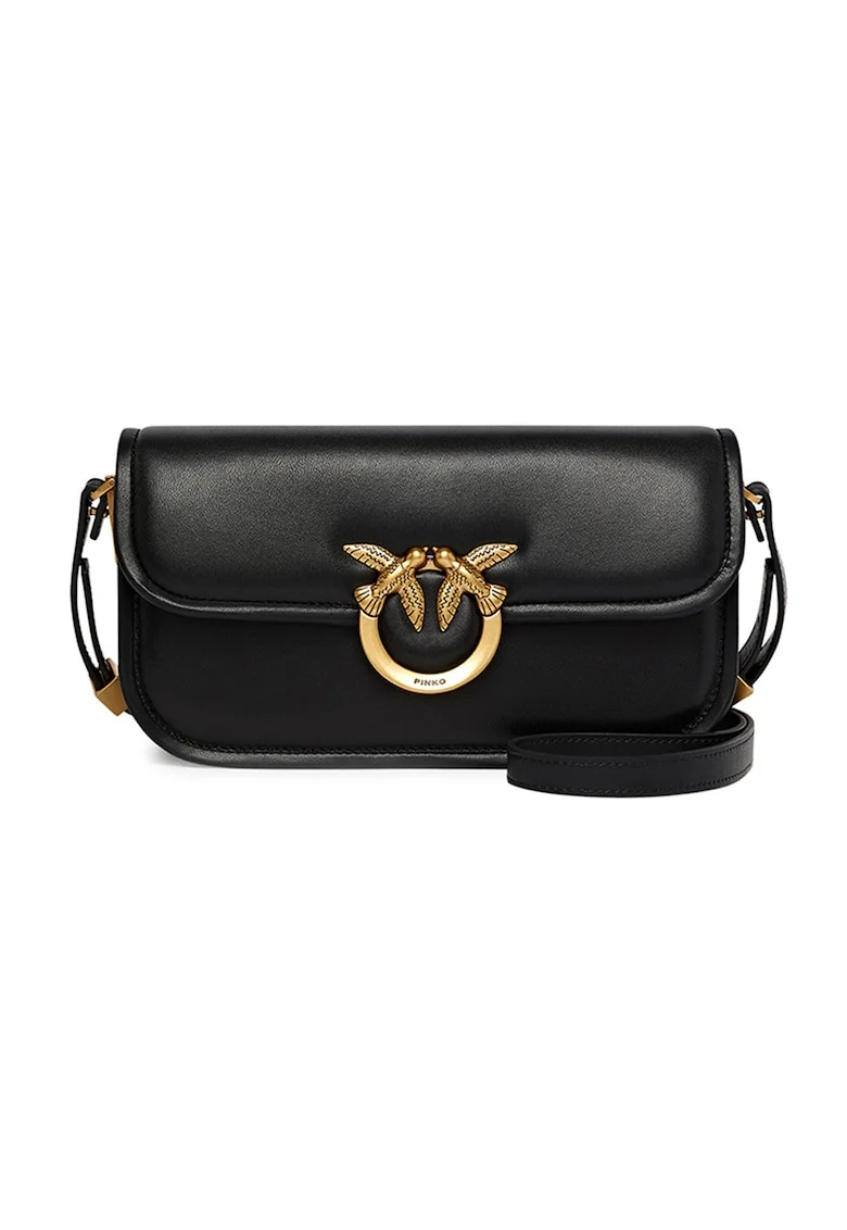 Geanta crossbody de piele Love, Negru