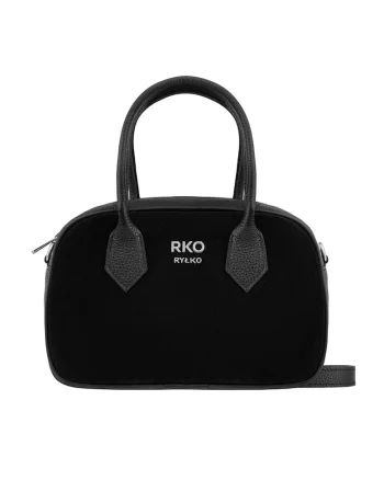 Geanta crossbody de piele si piele intoarsa, Negru