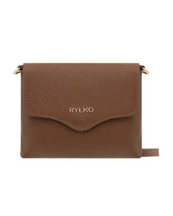 Geanta crossbody de piele cu clapa, Caramel