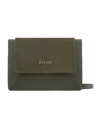 Geanta crossbody de piele, Kaki