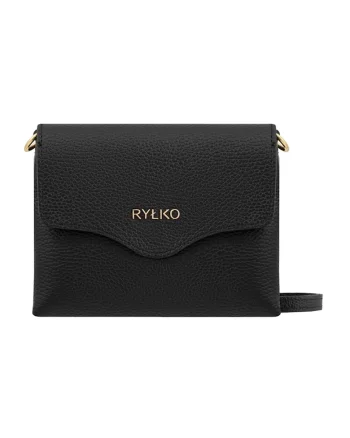 Geanta crossbody de piele cu clapa, Negru