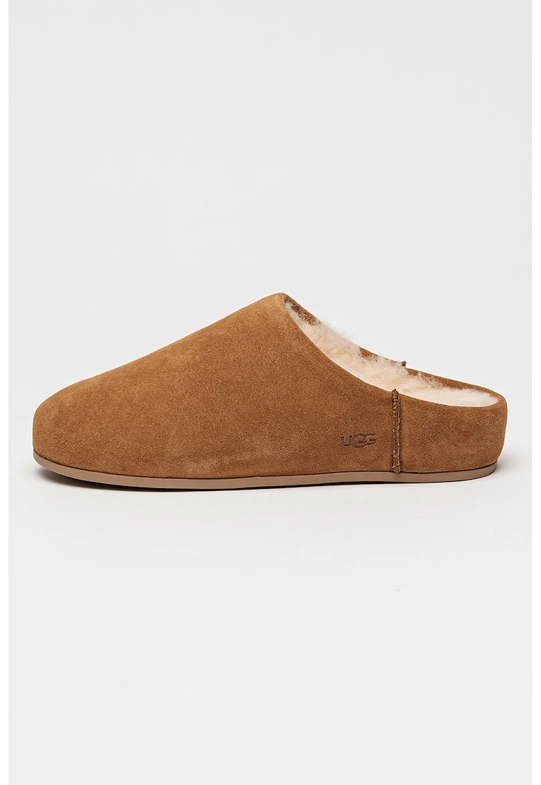 Papuci slip-on din piele intoarsa Elea, Maro camel