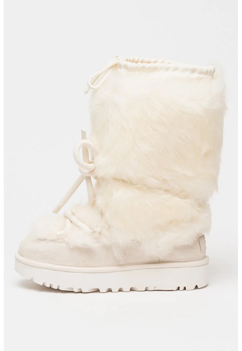 Cizme slip-on din blana Chalet, Alb murdar