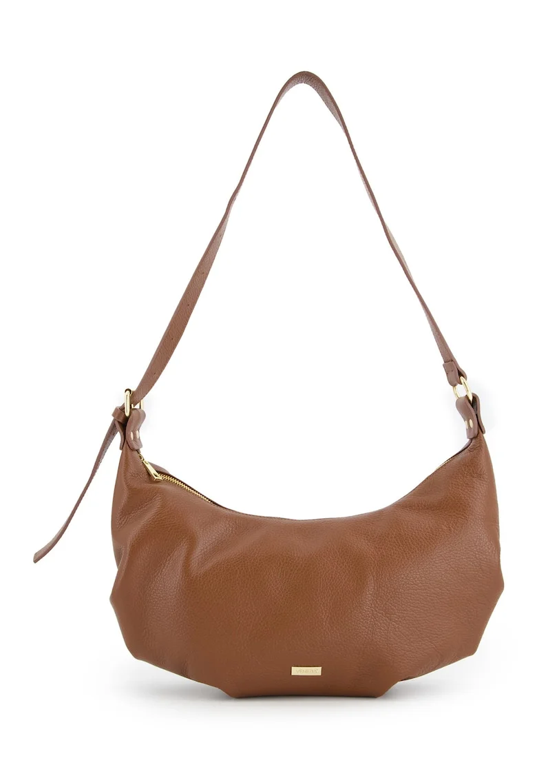 Geanta crossbody  din piele naturala, maro, 27x40x8cm, curea reglabila max 90cm, 2 buzunare interioare