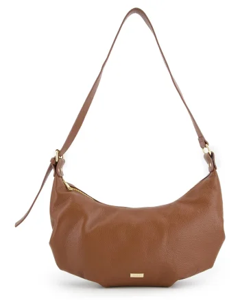Geanta crossbody  din piele naturala, maro, 27x40x8cm, curea reglabila max 90cm, 2 buzunare interioare