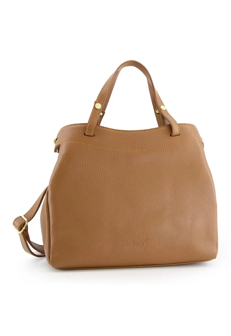 Geanta crossbody din piele naturala,  maro, 31x26x10cm, cu 3 compartimente interioare, curea detasabila max 115cm