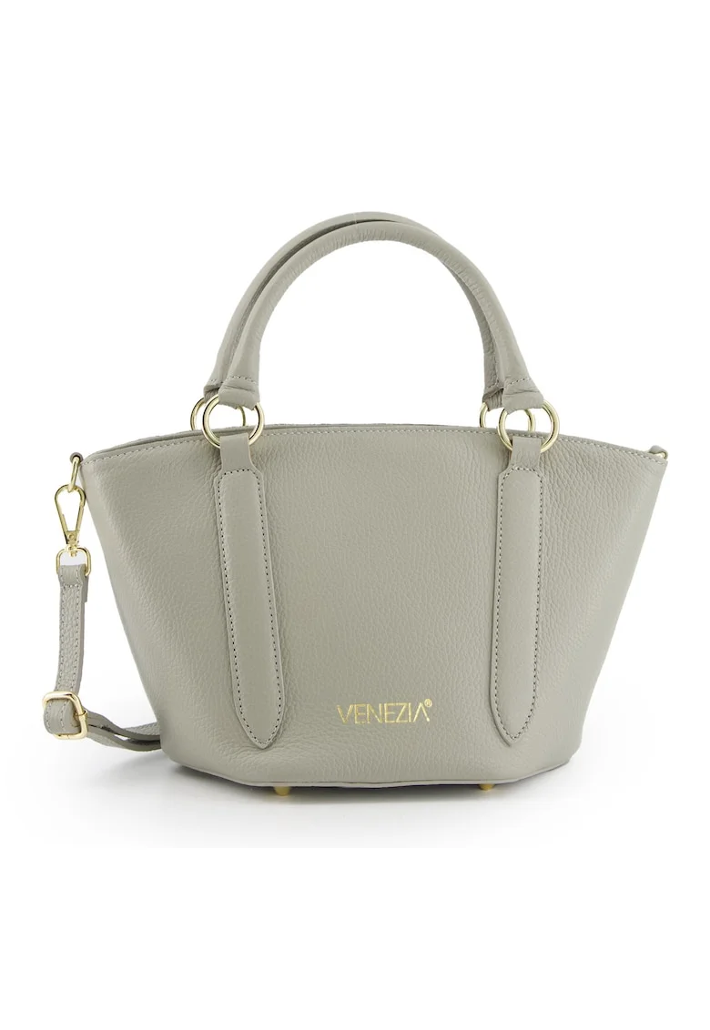 Geanta crossbody  piele naturala gri, 31x19x16cm, curea detasabila 113cm