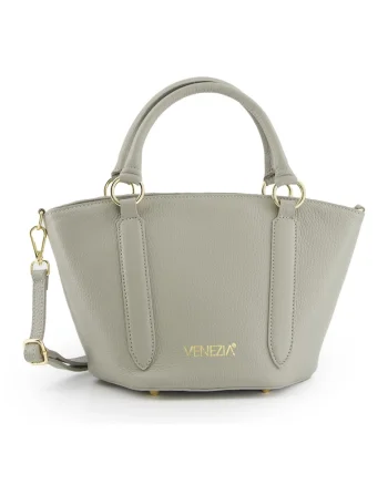 Geanta crossbody  piele naturala gri, 31x19x16cm, curea detasabila 113cm